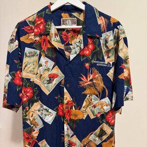 Vintage NWT Kalaheo Hawaii Aloha Shirt Continental Airlines Embroidery Size L